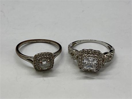 ONE 925 STERLING RING & UNMARKED RING (SZ 9 + 10)