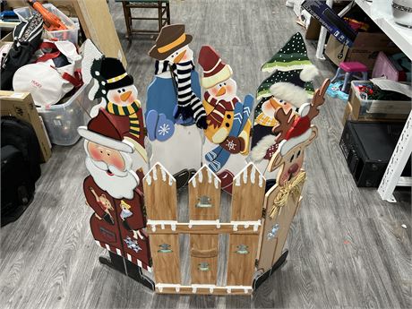 2 WOODEN STAND UP XMAS SCENES (45” wide)