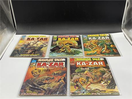 5 SAVAGE TALES KA-ZAR COMIC MAGAZINES
