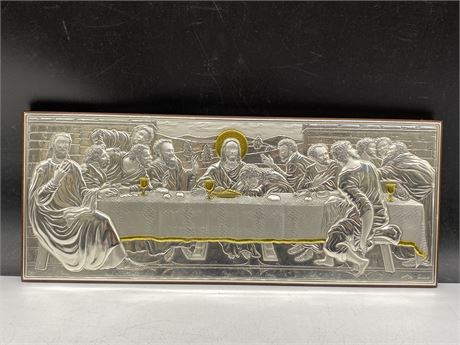 FARS SILVER LAST SUPPER WALL PLAQUE MADE IN ITALY 12”x5”