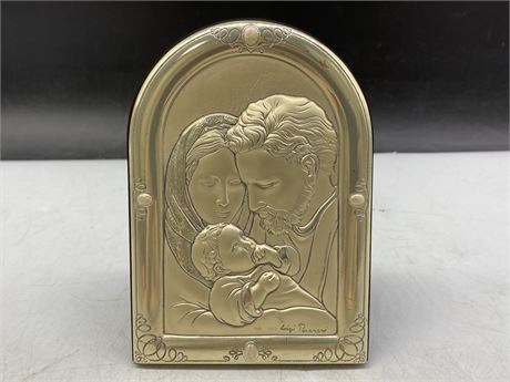 STERLING SILVER HOLY FAMILY HANGING PLAQUE - SCULPTED BY LUIGI PESARESI