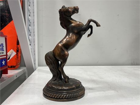 COPPER VINTAGE REARING HORSE STATUE - HEAVY 12” TALL
