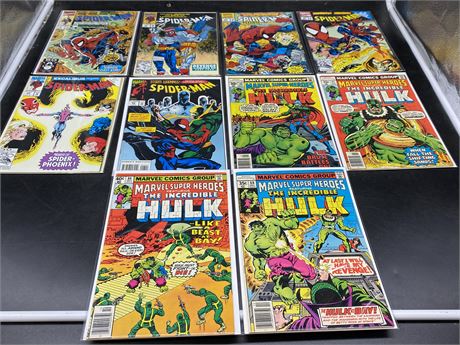 6 SPIDER-MAN COMICS & 4 HULK COMICS