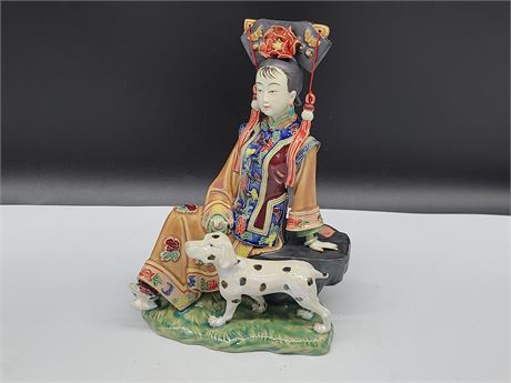 HAND MADE SIGNED AND PAINTED CHINESE FIGURE (10")