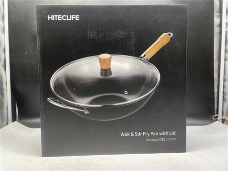 NEW IN BOX HITECLIFE WOK & STIR FRY PAN WITH LID
