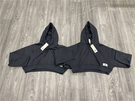 2 BRAND NEW ADIDAS CROPPED HOODIES - SIZE L / XL