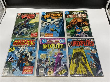 6 ASSORTED DC COMICS INCL: UNEXPECTED, THE WITCHING HOUR, ETC