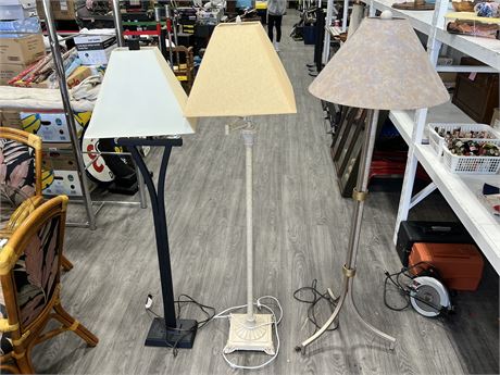 3 FLOOR LAMPS - WORKING (5ft tall)