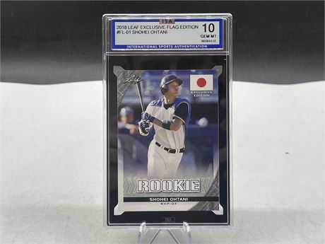 ISA GRADED 10 2018 SHOHEI OHTANI EXCLUSIVE FLAG EDITION ROOKIE CARD