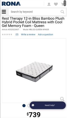 REST THERAPY BLISS BAMBOO 10 INCH QUEEN MATTRESS