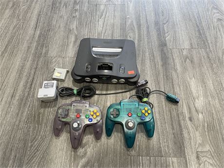 N64 CONSOLE ONLY W/ MEMORY PACK, RUMBLE PACK & 2 CONTROLLERS