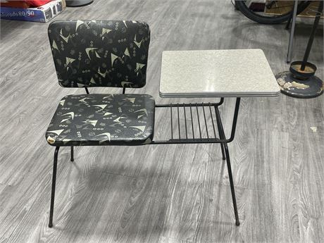 VINTAGE 1960’S TELEPHONE CHAIRS & TABLE (32”x14”x27”)