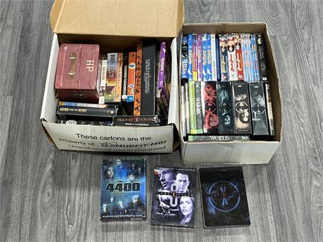 2 BOXES OF DVD SEASON SETS, BOX SETS, ETC
