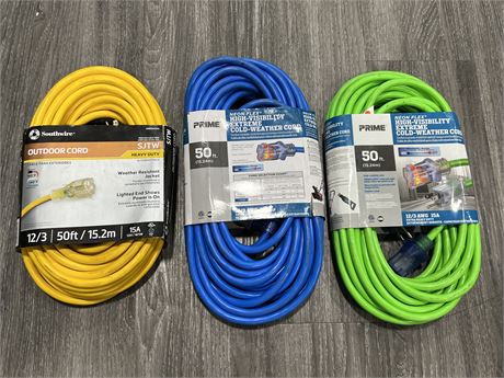 3 NEW EXTENSION CORDS