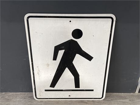 PEDESTRIAN CROSSING THICK METAL TRAFFIC SIGN - 30”x24”