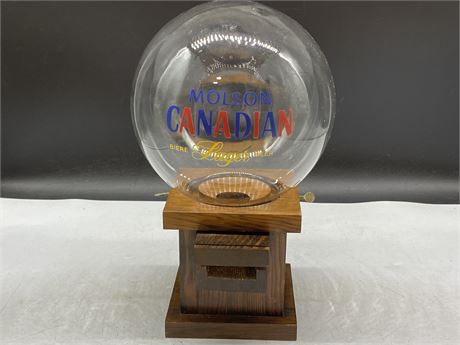 MOLSON CANADIAN GLASS DOME PEANUT DISPENSER