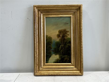 ANTIQUE ORIGINAL SIGNED PAINTING ON BOARD IN FRAME (18”x25.5”)