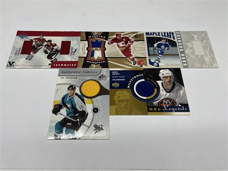 5 NHL LEGENDS JERSEY CARDS