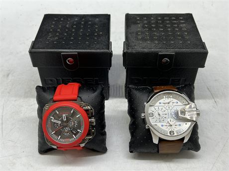 2 DIESEL WATCHES W/BOXES - BOTH WORK, 1 NEEDS BATTERY