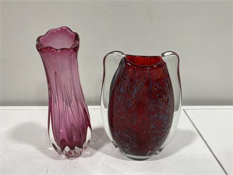 CHALET STYLE & MCM GLASS VASES (1ft tall)