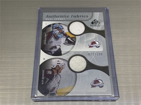 2005/06 SP GAME USED ROY / BOURQUE DUAL JERSEY CARD #21/100