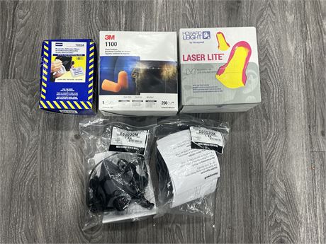 PERSONAL SAFTEY LOT - ALL NEW - 2 NIOSH MASKS, 2 BOXES EAR PLUGS 1200 TOTAL &