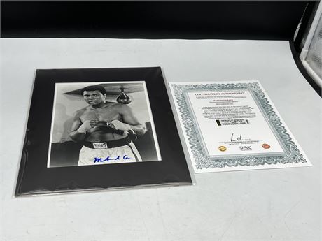 MUHAMMAD ALI SIGNED PHOTO MATTED TO 11”x14” W/COA