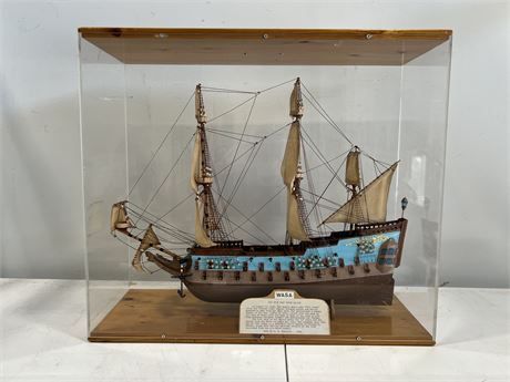 “THE SHIP THAT NEVER SAILED” HANDMADE DISPLAY IN CASE DATED 1984 (24” tall)