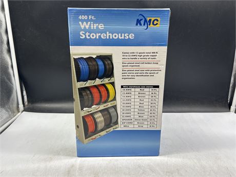 NEW IN BOX WIRE STOREHOUSE FOR UP TO 400 FT OF WIRE + TAPE & OTHERS