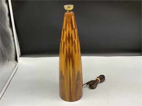 1930s INLAID & TURNED WOODEN LAMP BASE (16” tall)