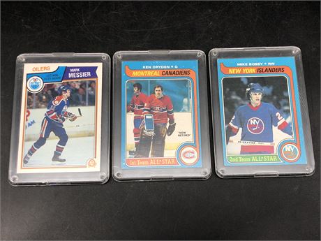 3 NHL CARDS (MESSIER, DRYDEN, BOSSY)