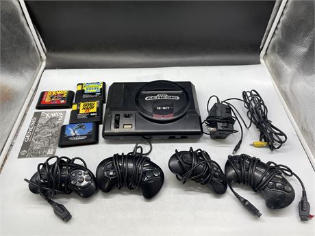 SEGA GENESIS COMPLETE WITH 4 GAMES & CONTROLLERS