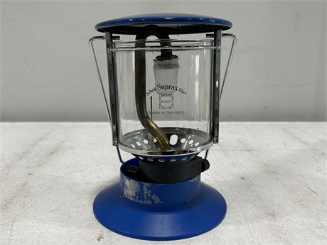 DARK BLUE SCHOTT SUPRAX GLAS PROPANE LAMP MADE IN GERMANY
