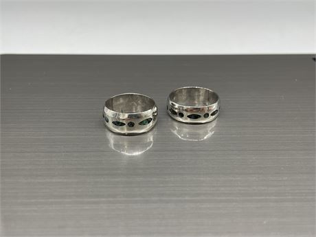 2 MEXICAN 925 STERLING SILVER RING BANDS (taxco)