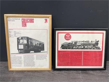 2 VINTAGE TRAIN COLLECTOR PICTURES BY OMER LAVALLEE (9.5”X12”)