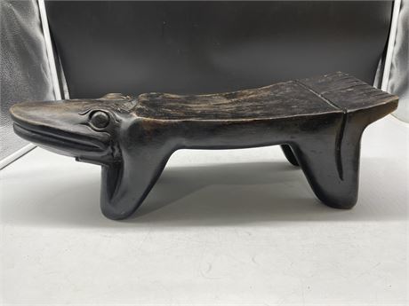HAND CARVED FROG FOOT STOOL 18”x7”x5”