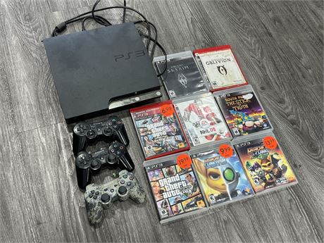 PS3 W/CONTROLLERS & GAMES