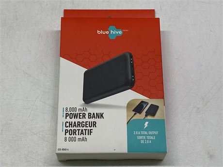 NEW BLUE HIVE PORTABLE POWER BANK (2 USB’S FOR CHARGING)