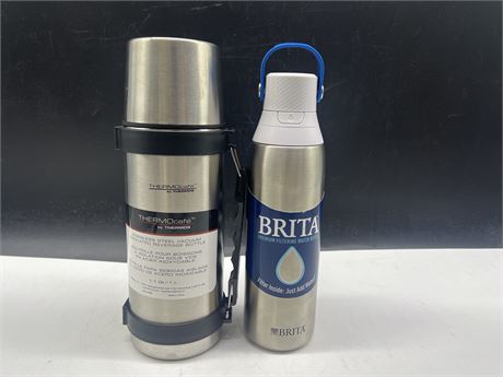 NEW THERMO CAFE 1 LITRE INSULATED THERMOS & BRITA WATER BOTTLE