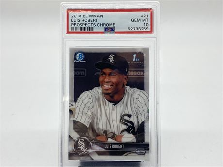 Urban Auctions - PSA 10 BOWMAN 2018 LUIS ROBERT PROSPECTS CHROME