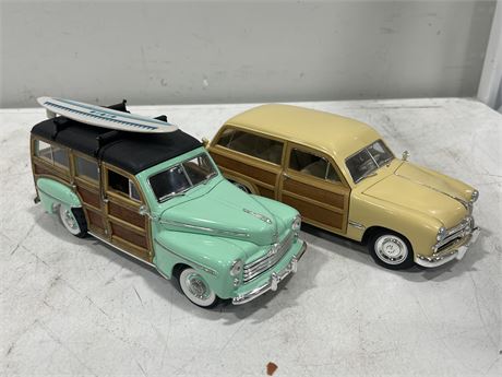 (2) 1:18 SCALE DIECAST CARS - 1948 FORD WOODY & 1949 FORD WOODY