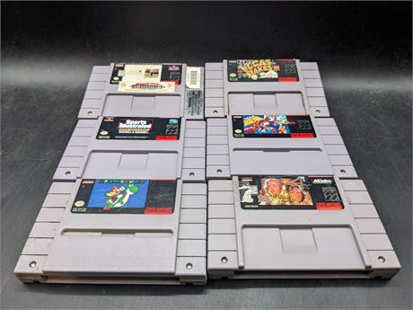 6 SUPER NINTENDO GAMES - TESTED & WORKING