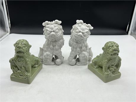 2 PAIRS OF FOO DOG FIGURES (Tallest are 7.5”)