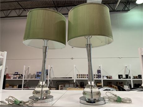2 MODERN CHROME & LUCITE LAMPS