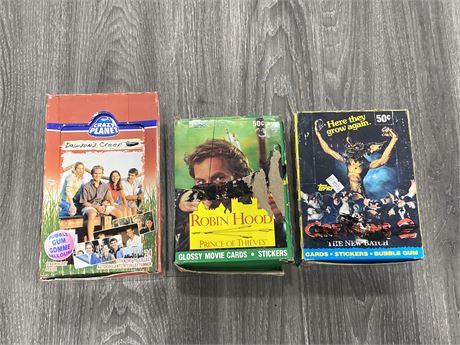 3 VINTAGE COLLECTOR CARDS / BUBBLE GUM / STICKER WAX PACKS