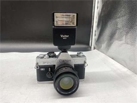 CANON FTB SLR WORKING - NEW BATTERY FOR METER WITH LENS AND FLASH