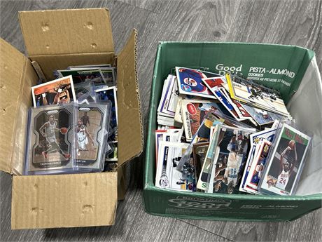2 BOXES OF ASSORTED SPORTS CARDS - MOSTLY BASKETBALL & HOCKEY