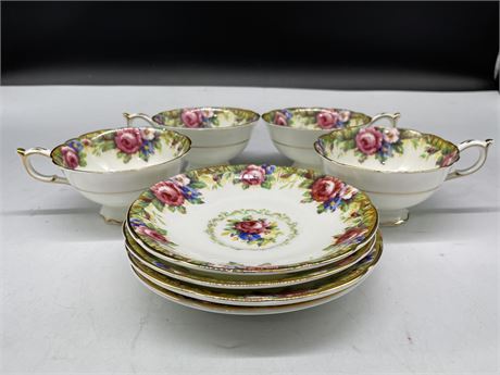 4 PARAGON TAPESTRY ROSE CUPS & SAUCERS