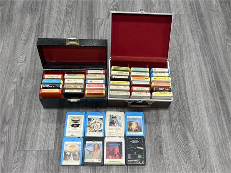 LOT OF VINTAGE 8 TRACKS W/ 2 CARRY CASES - SOME GREAT TITLES