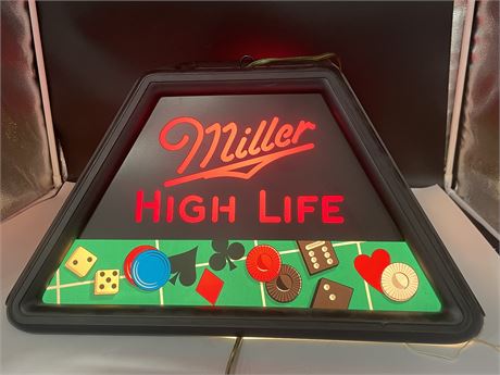 MILLER HIGH LIFE OVER HEAD POKER LAMP (20”x20”x12”)